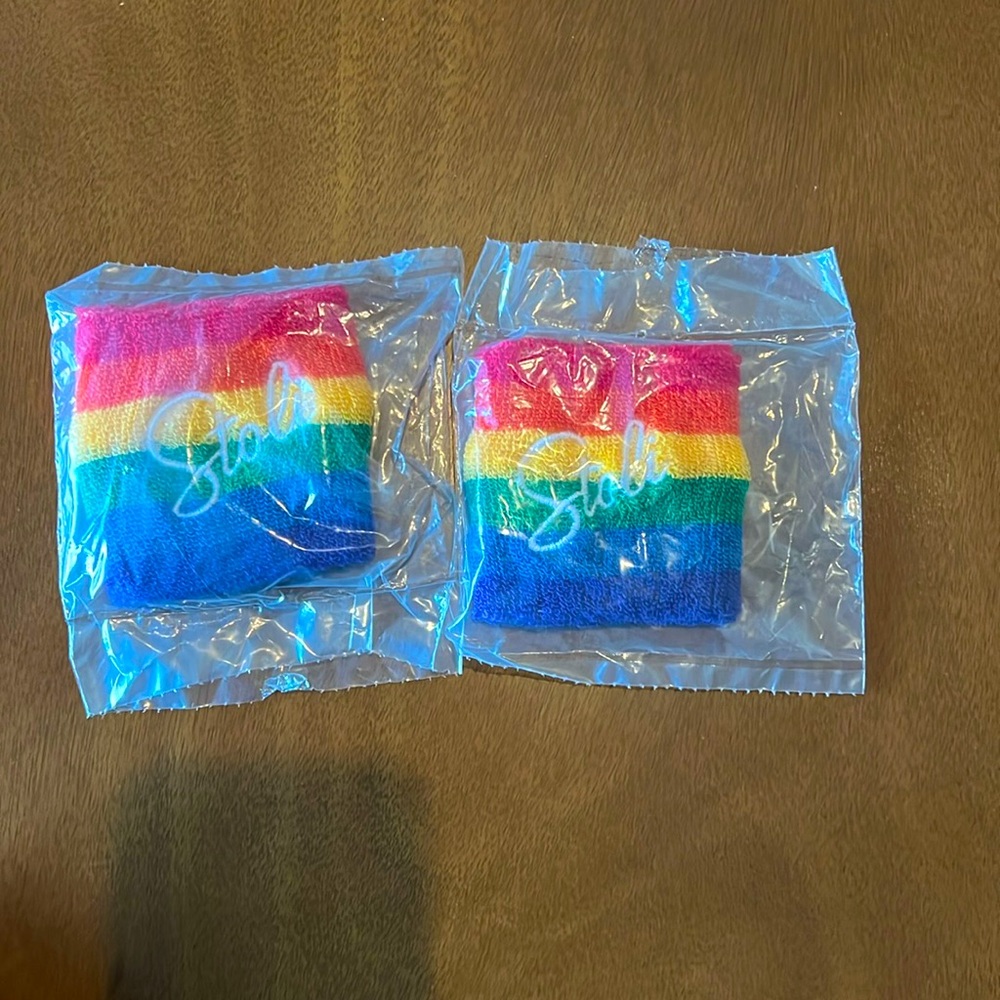 Pride terry wristbands in rainbow colors! From Stoli.